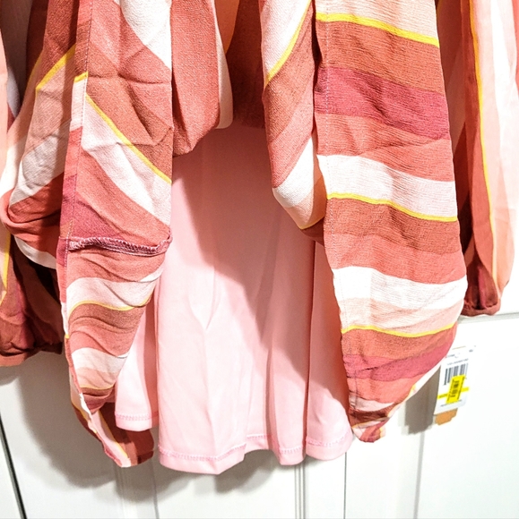 NWT Gianni Bini Long Sleeve Dress Flowey Pastel Striped Coral Peach Pink… - Picture 7 of 8